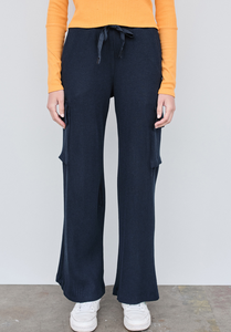 Stateside Luxe Thermal Cargo Pant and Shirt Set in New Navy