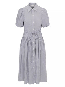 Rebecca Taylor Poplin Stripe Shirt Dress-Blue Stripe