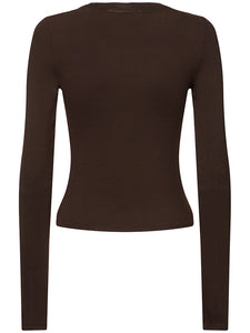 Frame The Satin Trim Henley - Espresso