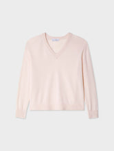 Load image into Gallery viewer, White + Warren Cashmere V Neck - Pink Sand, Soft Blue
