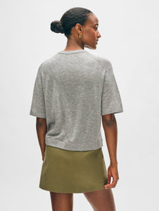 White + Warren Superfine Cashmere Blend Tee - Slate Heather