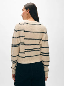 White + Warren Cashmere Broken Stripe Crew