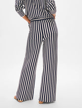 Load image into Gallery viewer, White + Warren Organic Cotton Striped Wide leg Pant - Navy/White