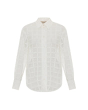 Load image into Gallery viewer, THEO The Label Atropos Windowpane Lace Banker Shirt - Ivory