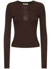 Load image into Gallery viewer, Frame The Satin Trim Henley - Espresso