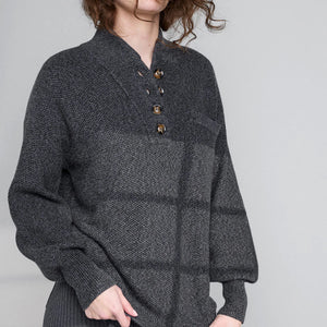 Lunya Cozy Cotton Silk Pocket Henley: Drifting Charcoal