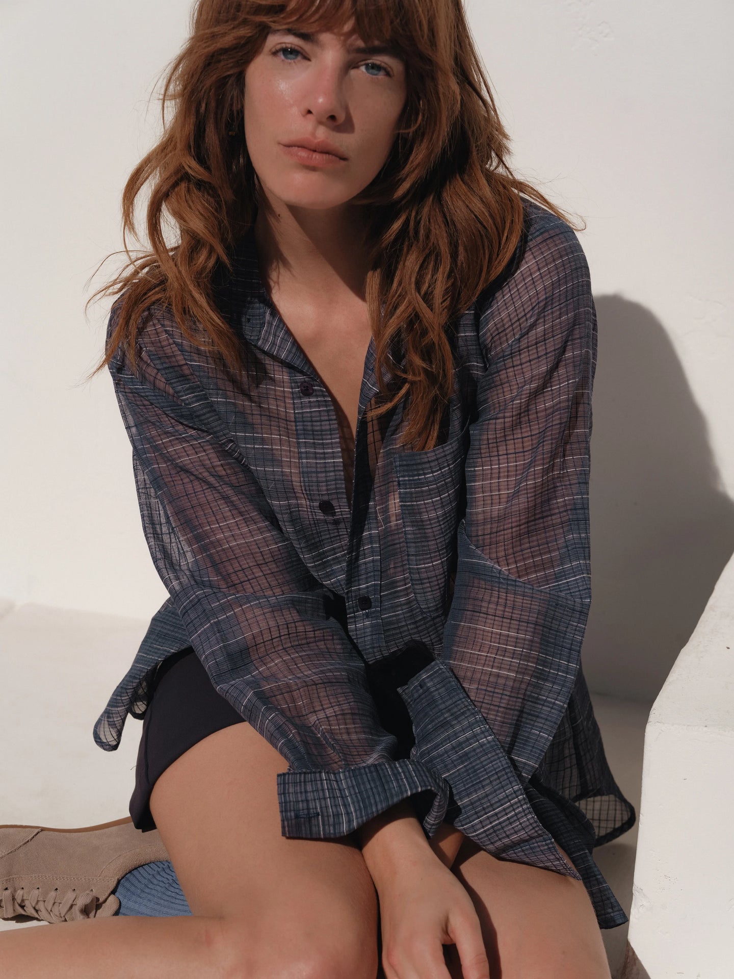 Cissa Men's Shirt - Sheer Box Check Navy
