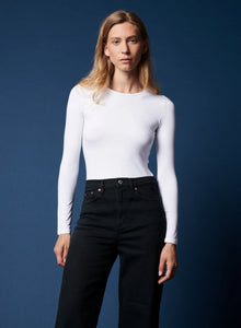 Majestic Filatures Soft Touch Long Sleeve Crewneck - White