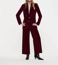 Load image into Gallery viewer, Frame Cropped Wide Leg Velvet Pant - Wine