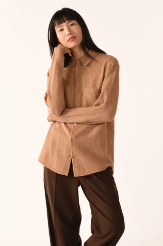 Cissa Men's Shirt Sweater - Cashmere Blend Camel