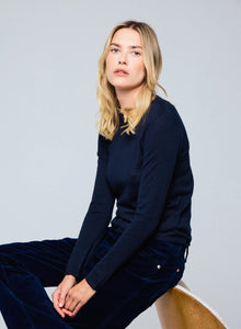 Majestic Filatures Cashmere Long Sleeve Crewneck - Marine