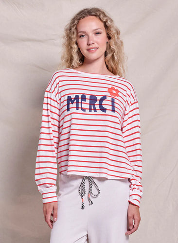 Sundry Merci Pullover - Red & White