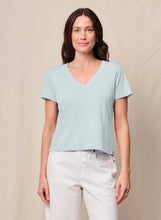 Load image into Gallery viewer, Stateside Supima Slub Jersey V Neck - White, Sea Glass