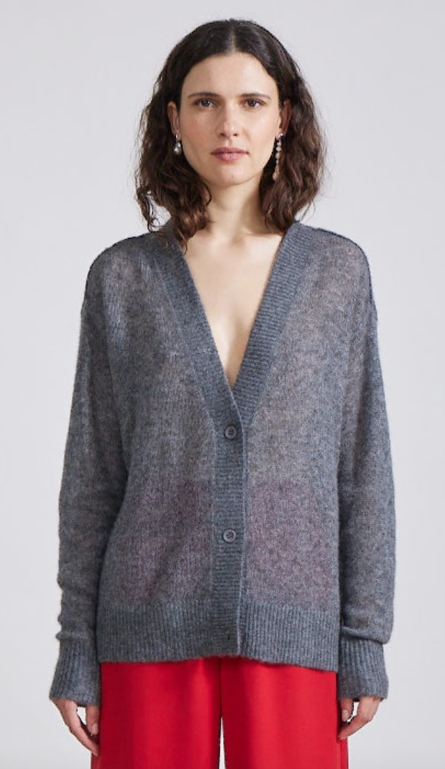 Apiece Apart Softest Tissue Weight Cardigan in Charcoal
