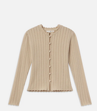 Load image into Gallery viewer, Frame Ruffle Neck Cashmere Cardigan - Taupe