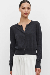 Velvet Violette Cardigan - Charcoal