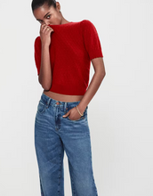 Load image into Gallery viewer, Frame Pointelle Puff Sleeve Sweater - Paprika