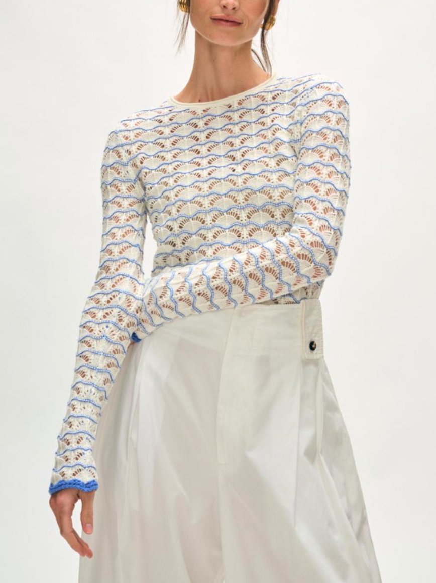 White + Warren Pointelle Stitch Top