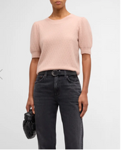 Load image into Gallery viewer, Frame Pointelle Puff Sleeve Sweater - Peony