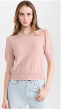 Load image into Gallery viewer, Frame Pointelle Puff Sleeve Sweater - Peony