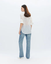 Load image into Gallery viewer, THEO The Label Atropos Windowpane Lace Banker Shirt - Ivory
