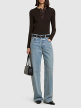 Load image into Gallery viewer, Frame The Satin Trim Henley - Espresso