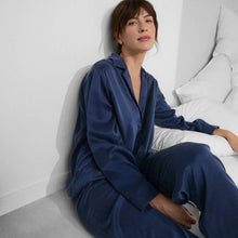Load image into Gallery viewer, Lunya Washable Silk Long Sleeve Pant Set: Deep Blue, S
