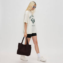Load image into Gallery viewer, Sol Selene Sky's The Limit - Medium Woven Neoprene Tote: Sand Black