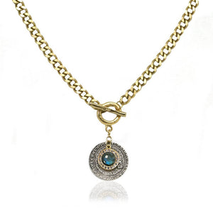 TAT2 GOLD MESA LABRADORITE CHARM NECKLACE