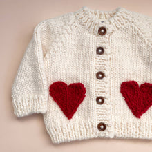 Load image into Gallery viewer, Blueberry Hill Heart Cardigan, Red | Baby &amp; Kid Apparel Sweater Valentine's: S; 12-24M