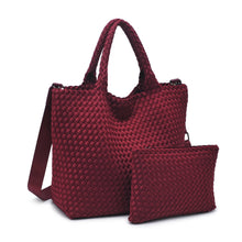 Load image into Gallery viewer, Sol Selene Sky's The Limit - Medium Woven Neoprene Tote: Sand Black