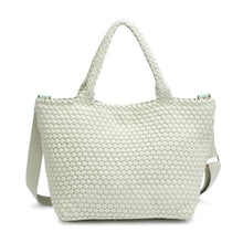 Load image into Gallery viewer, Sol Selene Sky's The Limit - Medium Laced Up Eco-Edition Tote: Beige