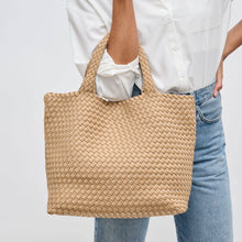 Load image into Gallery viewer, Sol Selene Sky's The Limit - Medium Woven Neoprene Tote: Sand Black