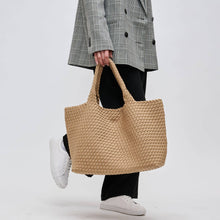 Load image into Gallery viewer, Sol Selene Sky's The Limit - Large Woven Neoprene Tote: Chocolate
