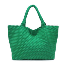 Load image into Gallery viewer, Sol Selene Sky's The Limit - Large Woven Neoprene Tote: Chocolate