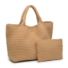 Load image into Gallery viewer, Sol Selene Sky's The Limit - Large Woven Neoprene Tote: Chocolate