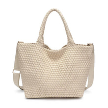 Load image into Gallery viewer, Sol Selene Sky's The Limit - Medium Laced Up Eco-Edition Tote: Black