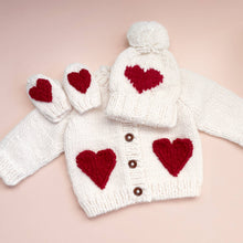 Load image into Gallery viewer, Blueberry Hill Heart Cardigan, Red | Baby &amp; Kid Apparel Sweater Valentine's: S; 12-24M