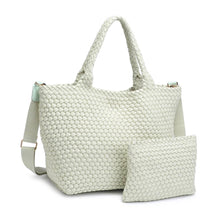 Load image into Gallery viewer, Sol Selene Sky's The Limit - Medium Laced Up Eco-Edition Tote: Beige