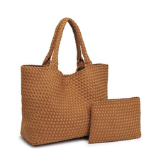 Load image into Gallery viewer, Sol Selene Sky's The Limit - Large Woven Neoprene Tote: Chocolate