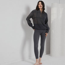 Load image into Gallery viewer, Lunya Cozy Cotton Silk Pocket Henley: Drifting Charcoal, XS/S
