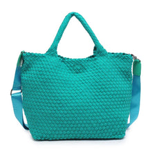 Load image into Gallery viewer, Sol Selene Sky's The Limit - Medium Woven Neoprene Tote: Sand Black