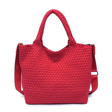 Load image into Gallery viewer, Sol Selene Sky's The Limit - Medium Woven Neoprene Tote: Sand Black