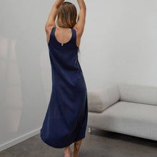 Load image into Gallery viewer, Lunya Washable Silk Tulip Dress: Deep Blue, M