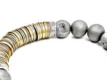 Load image into Gallery viewer, Eye Candy Silver matte African beaded heishi bracelet
