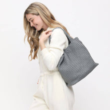 Load image into Gallery viewer, Sol Selene Sky's The Limit - Medium Woven Neoprene Tote: Sand Black