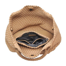 Load image into Gallery viewer, Sol Selene Sky's The Limit - Medium Woven Neoprene Tote: Sand Black