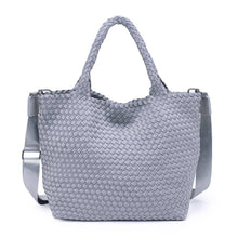 Load image into Gallery viewer, Sol Selene Sky's The Limit - Medium Woven Neoprene Tote: Sand Black