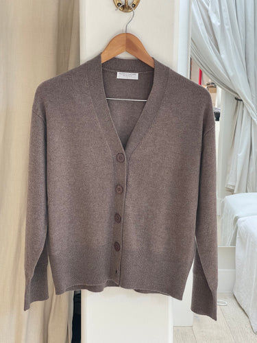 Majestic Cashmere Seamless V Neck Cardigan - Bison