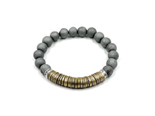 Load image into Gallery viewer, Eye Candy Silver matte African beaded heishi bracelet